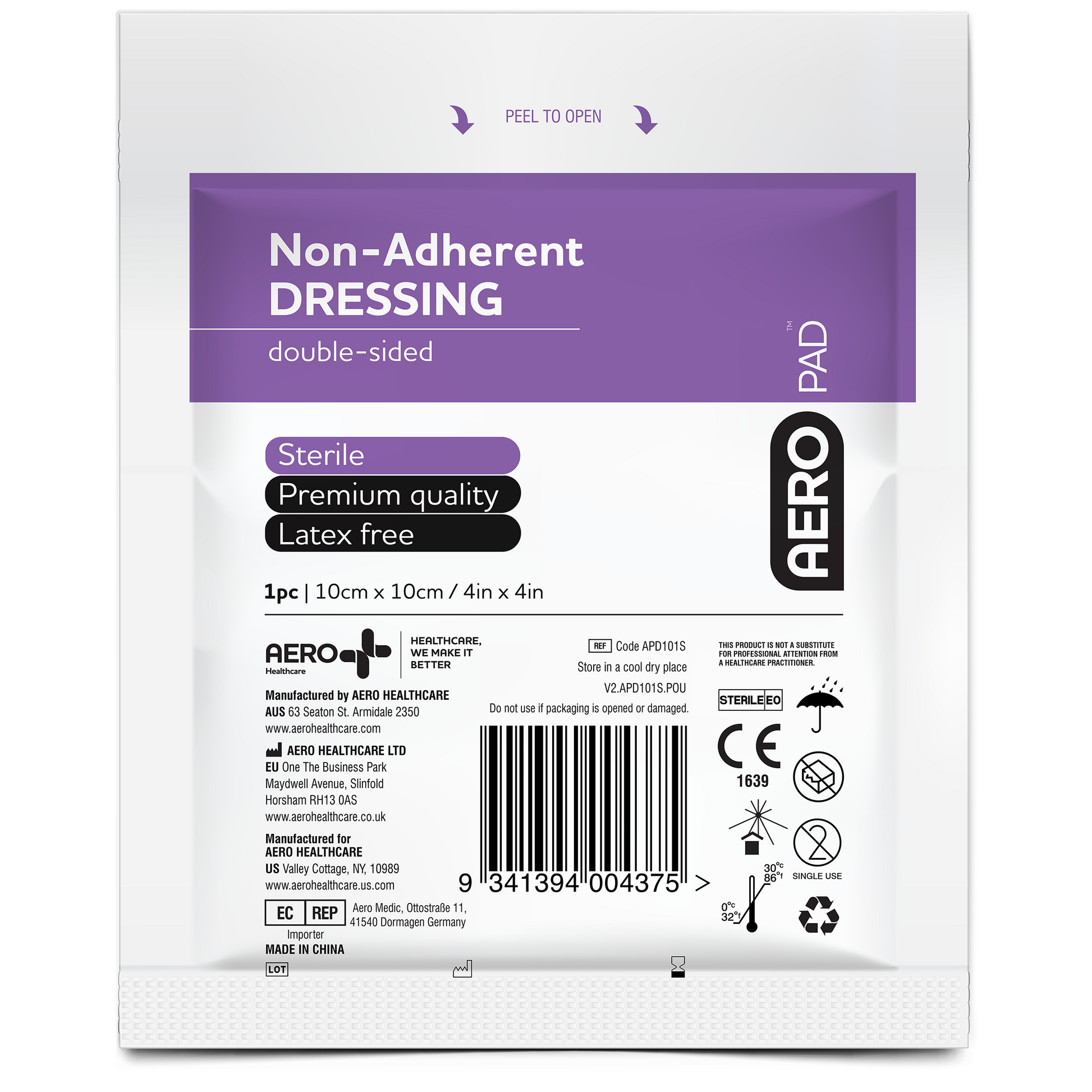 Non-Adherent Dressing 10 x 10cm 50 box - Premium Non-Adherent Dressings from AERO Healthcare - Shop now at Response Wize 