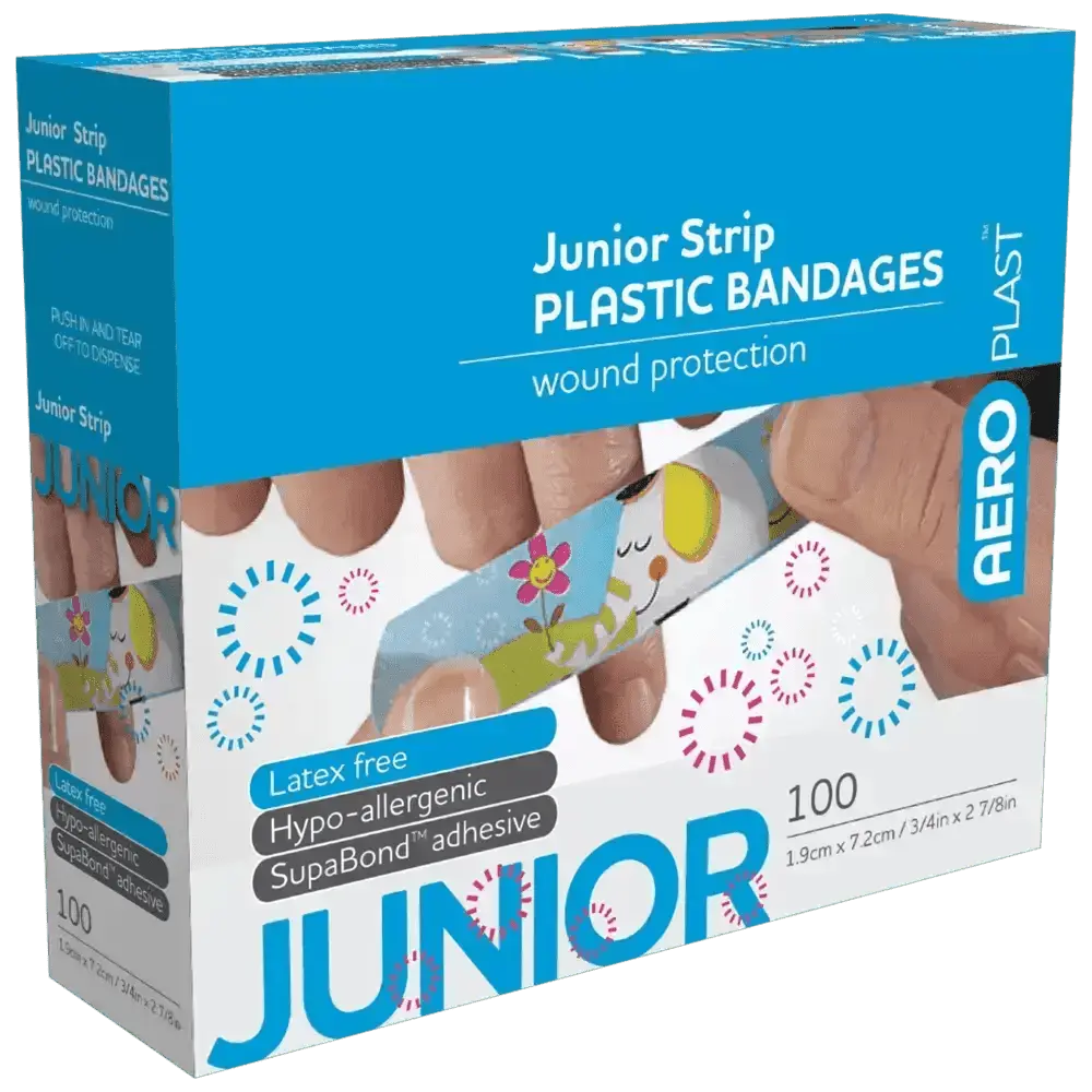 AEROPLAST Plastic Junior Strip 7.2 x 1.9cm Box/100 - Image #1