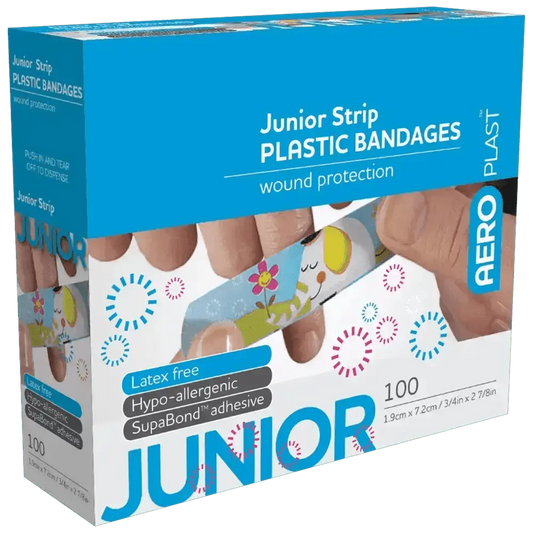 AEROPLAST Plastic Junior Strip 7.2 x 1.9cm Box/100 - Image #1