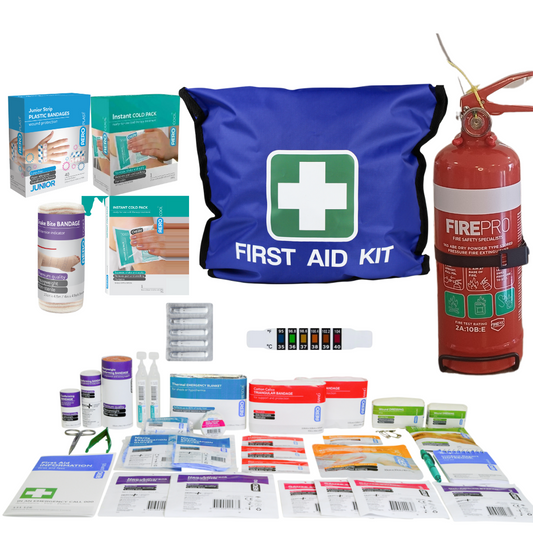 Home and Car Safety First Aid Kit & Fire Extinguisher Combo