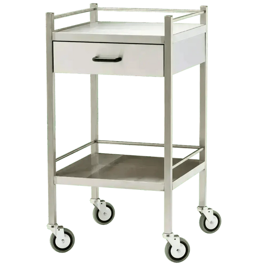 Small Stainless Steel Trolley with Drawer 50 x 50 x 97cm - Image #1