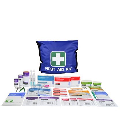 Blue home or car first aid kit