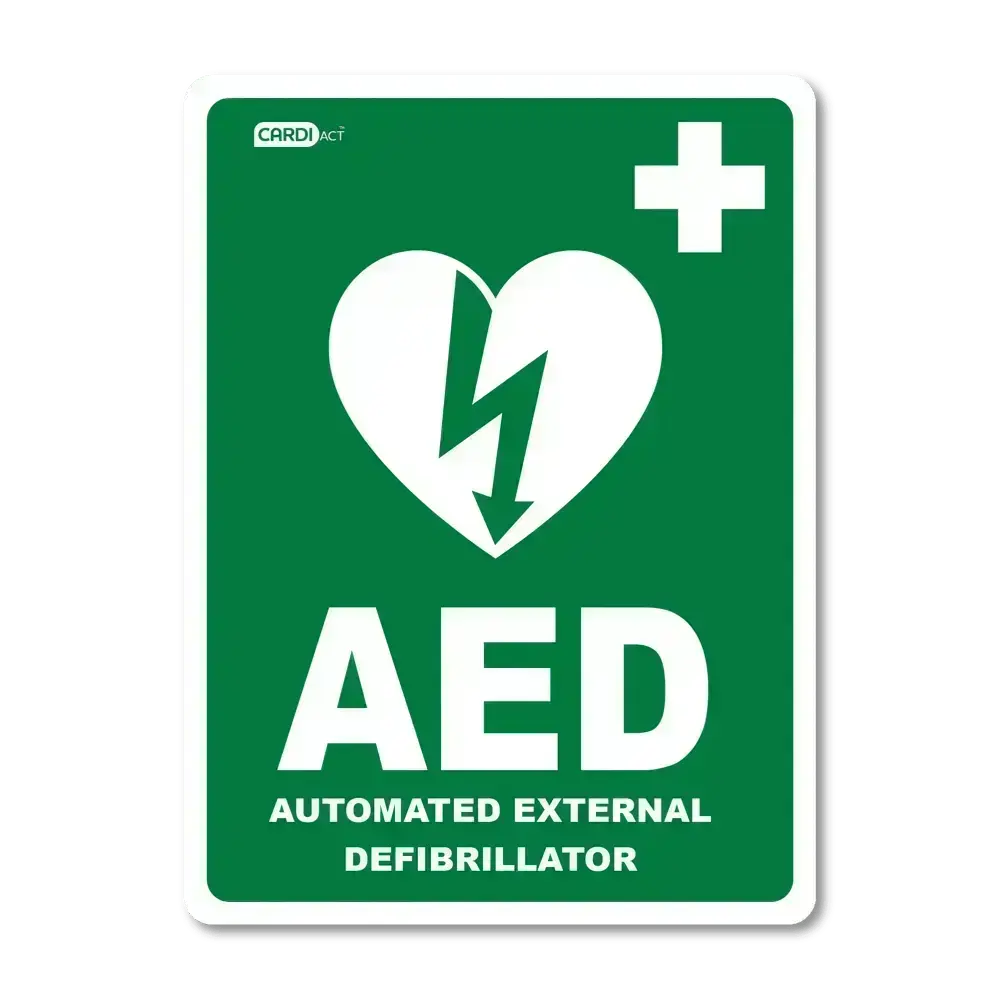 CARDIACT AED Sticker 22.5 x 30cm - Premium Defibrillator Signage from AERO Healthcare - Shop now at Response Wize 