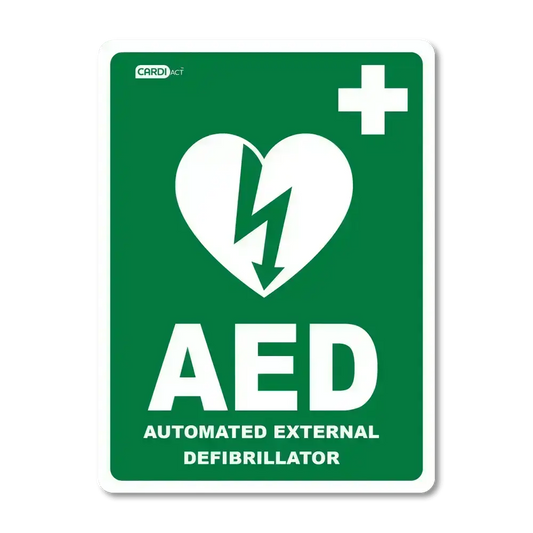 CARDIACT AED Sticker 22.5 x 30cm - Premium Defibrillator Signage from AERO Healthcare - Shop now at Response Wize 