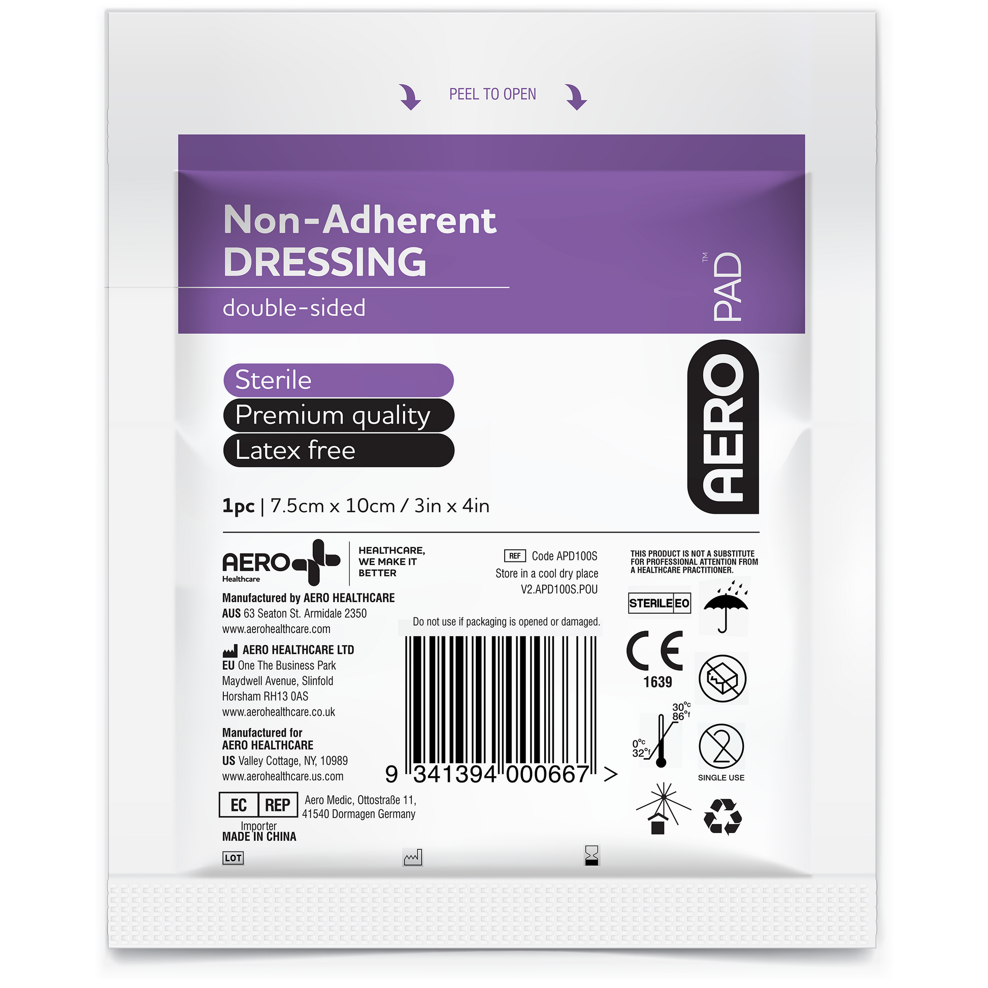 Non-Adherent Dressing 7.5 x 10cm - Premium Non-Adherent Dressings from AERO Healthcare - Shop now at Response Wize 