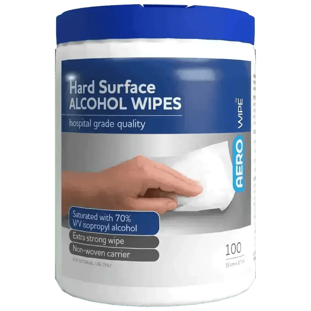 AEROWIPE 70% Isopropyl Alcohol Hard Surface Wipes Tub/100 - Premium Alcohol Wipes from AERO Healthcare - Shop now at Response Wize 