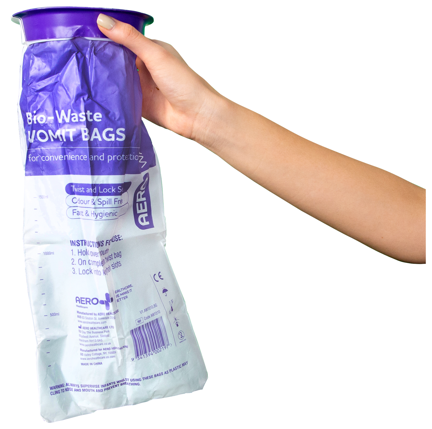 Vomit emesis Bag 1500ml 2pk/50box - Premium Vomit Containment from AERO Healthcare - Shop now at Response Wize 