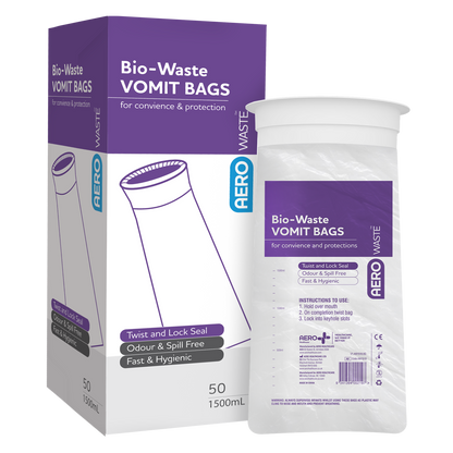 Vomit emesis Bag 1500ml 2pk/50box - Premium Vomit Containment from AERO Healthcare - Shop now at Response Wize 