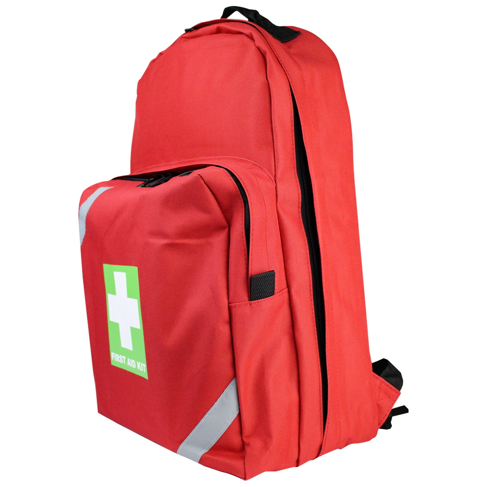 Empty Red First Aid Kit Backpack