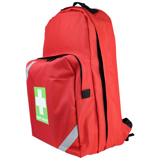 Empty Red First Aid Kit Backpack