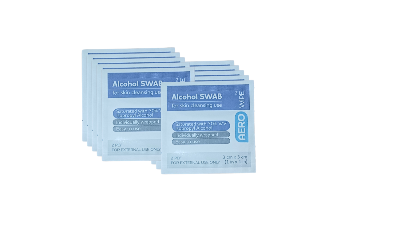 AEROWIPE 70% Isopropyl Alcohol Swab 3 x 3cm Box 10pk - Premium Alcohol Wipes from AERO Healthcare - Shop now at Response Wize 