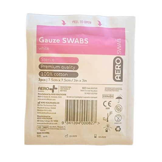Sterile White Gauze Swab  3 per pack