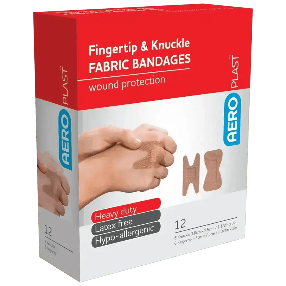 AEROPLAST Premium Fabric Fingertip & Knuckle Dressings Box/12 - Premium Fabric Bandages from AERO Healthcare - Shop now at Response Wize 