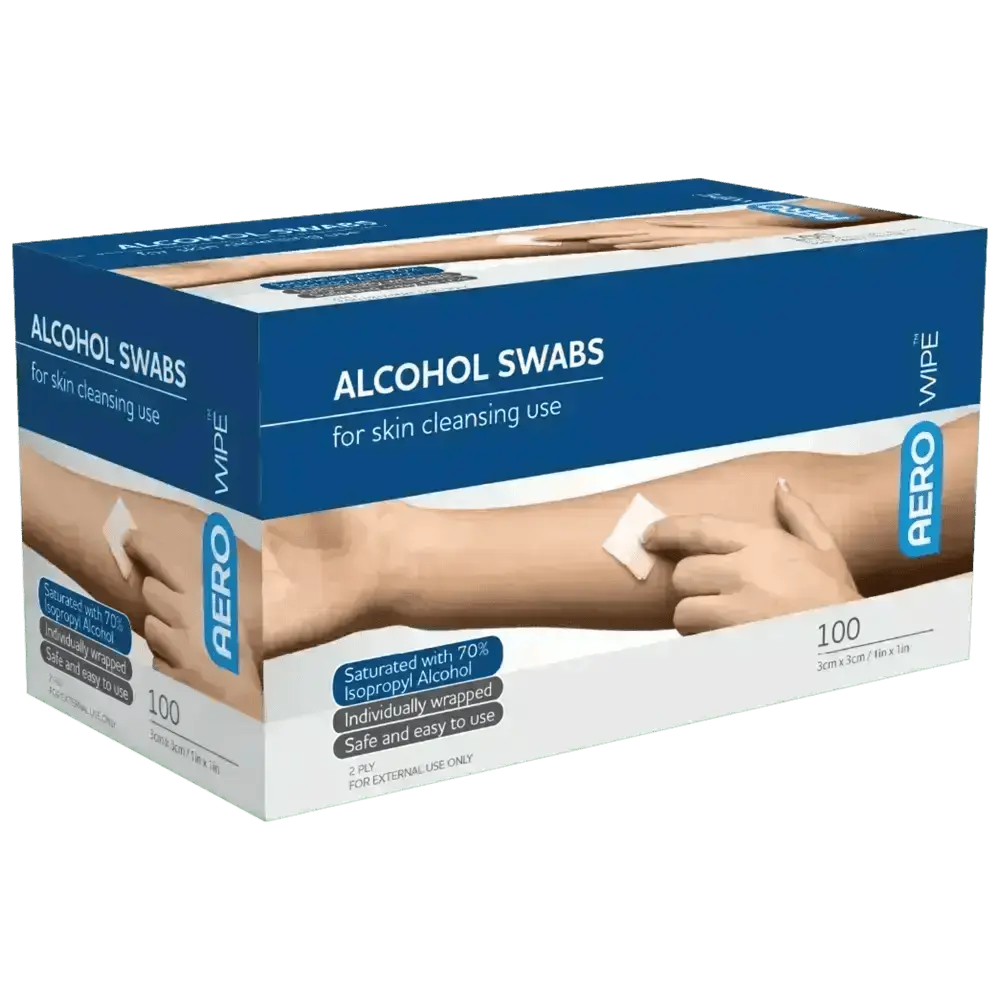 AEROWIPE 70% Isopropyl Alcohol Swab 3 x 3cm Box 100 - Premium Alcohol Wipes from AERO Healthcare - Shop now at Response Wize 