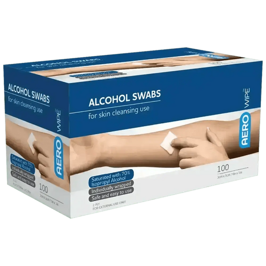 AEROWIPE 70% Isopropyl Alcohol Swab 3 x 3cm Box 100 - Premium Alcohol Wipes from AERO Healthcare - Shop now at Response Wize 