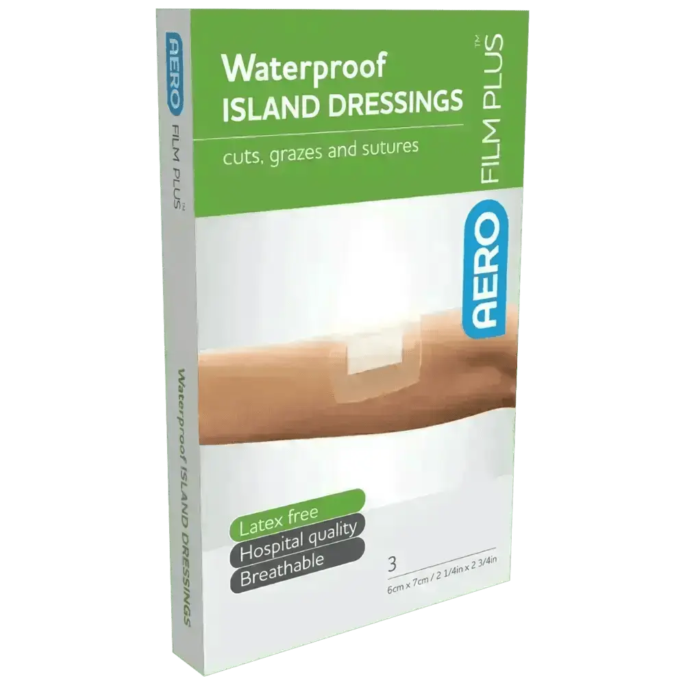 Waterproof Island Dressing 6 x 7cm Box 3 - Premium Waterproof Island Film Dressings from AERO Healthcare - Shop now at Response Wize 