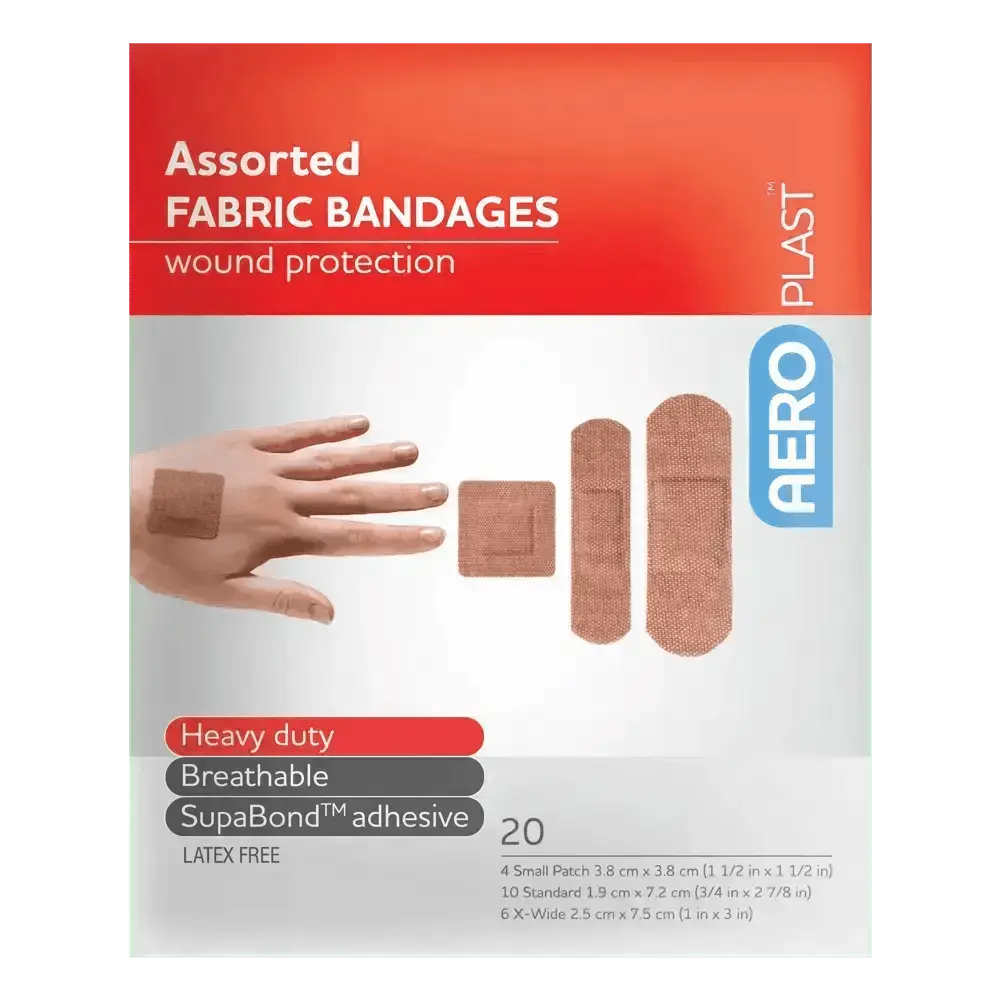 AEROPLAST Premium Fabric Assorted Dressings Env/20 - Premium Fabric Bandages from AERO Healthcare - Shop now at Response Wize 