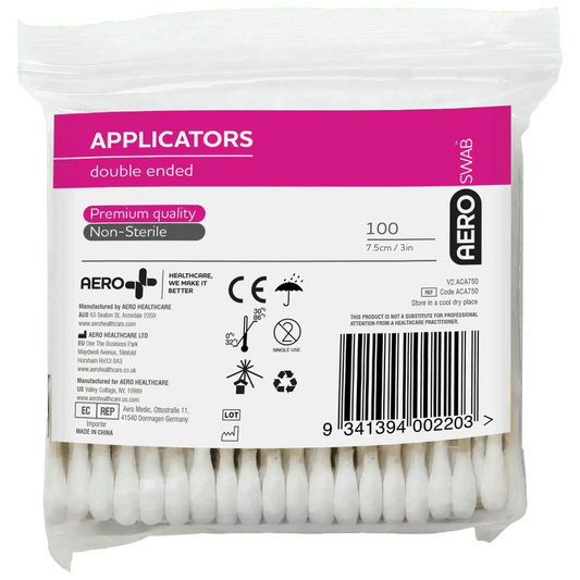 Bamboo Cotton Buds Bag 100 Double End Applicators - Premium Cotton Balls & Applicators from AERO Healthcare - Shop now at Response Wize 